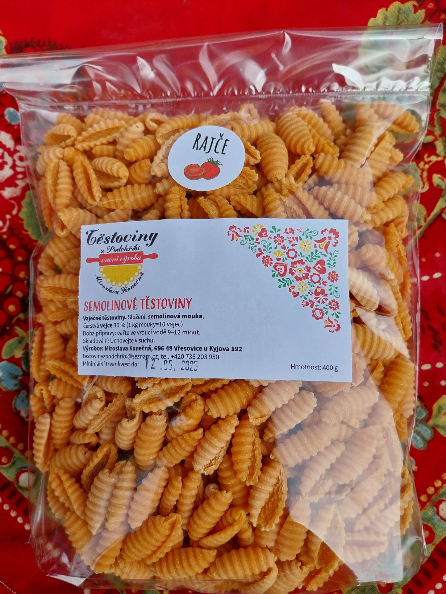 Semolinové Mušle rajčatové 400g