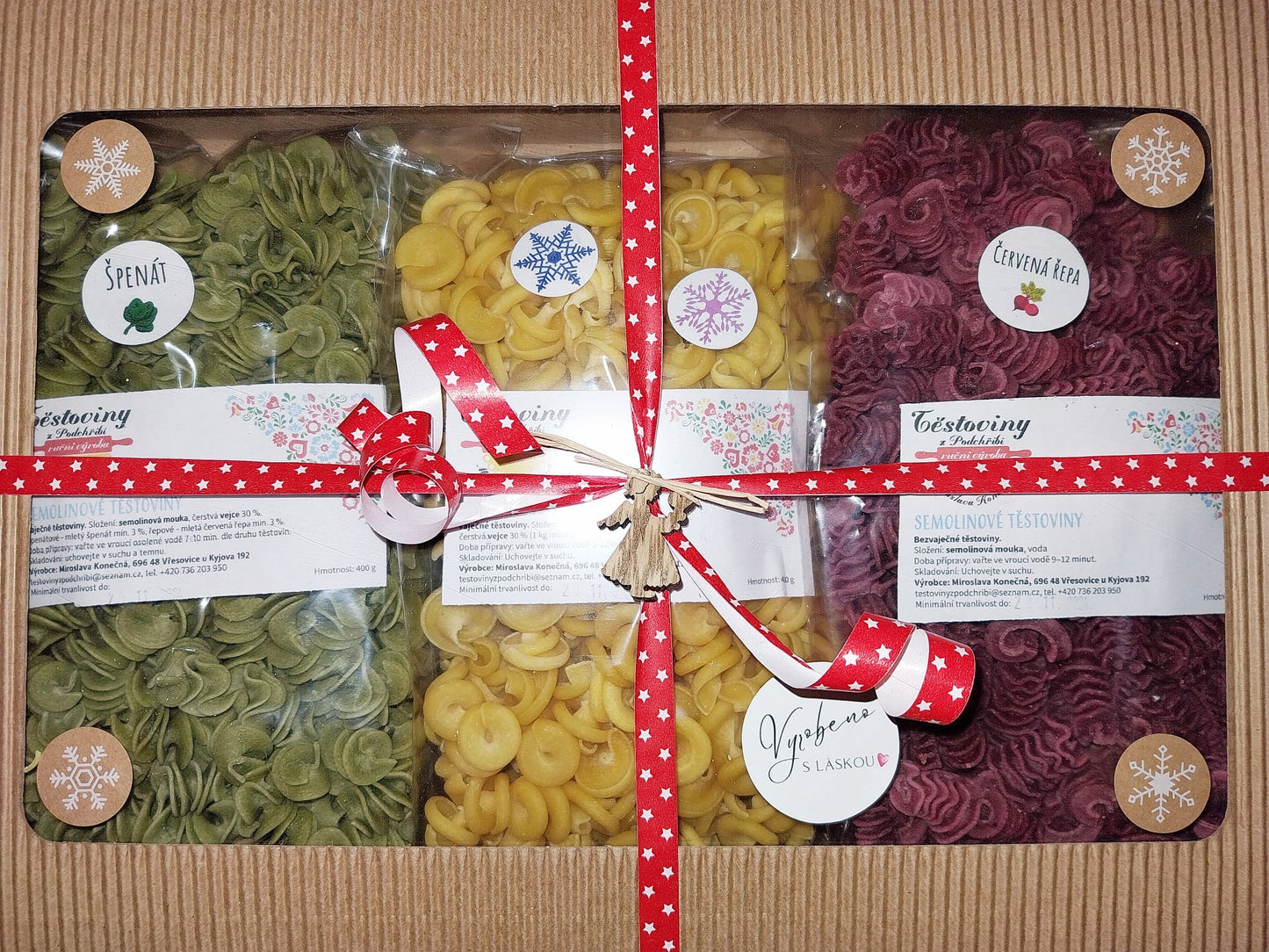 Dárkové balení 3ks v krabičce Těstoviny z Podchřibí