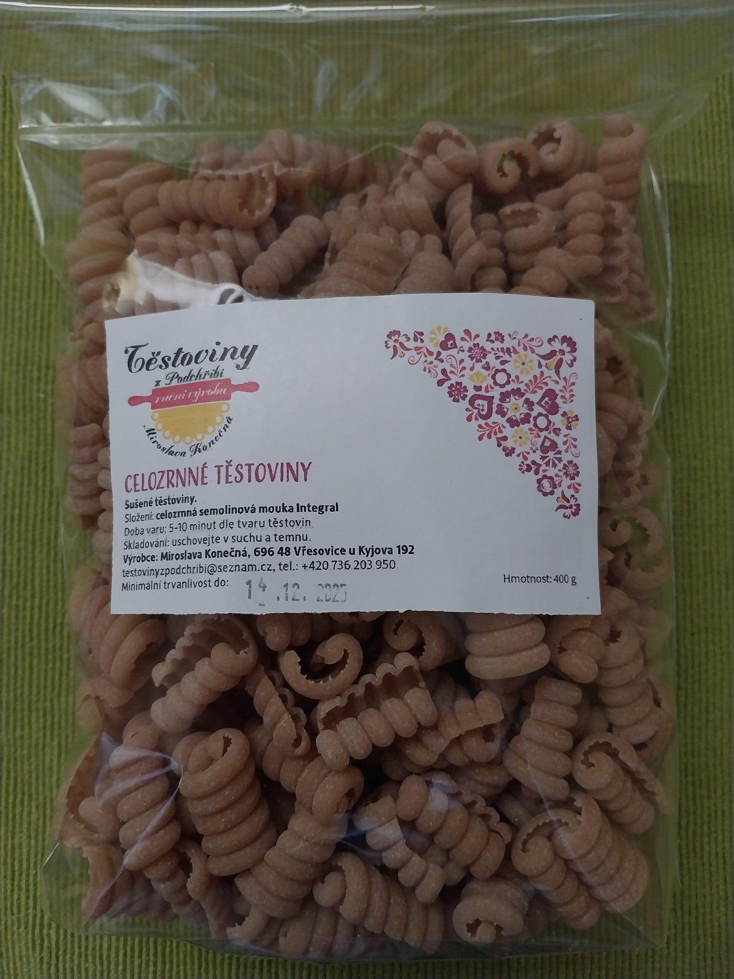NOVINKA Celozrnné semolinové kudrlinky 400g