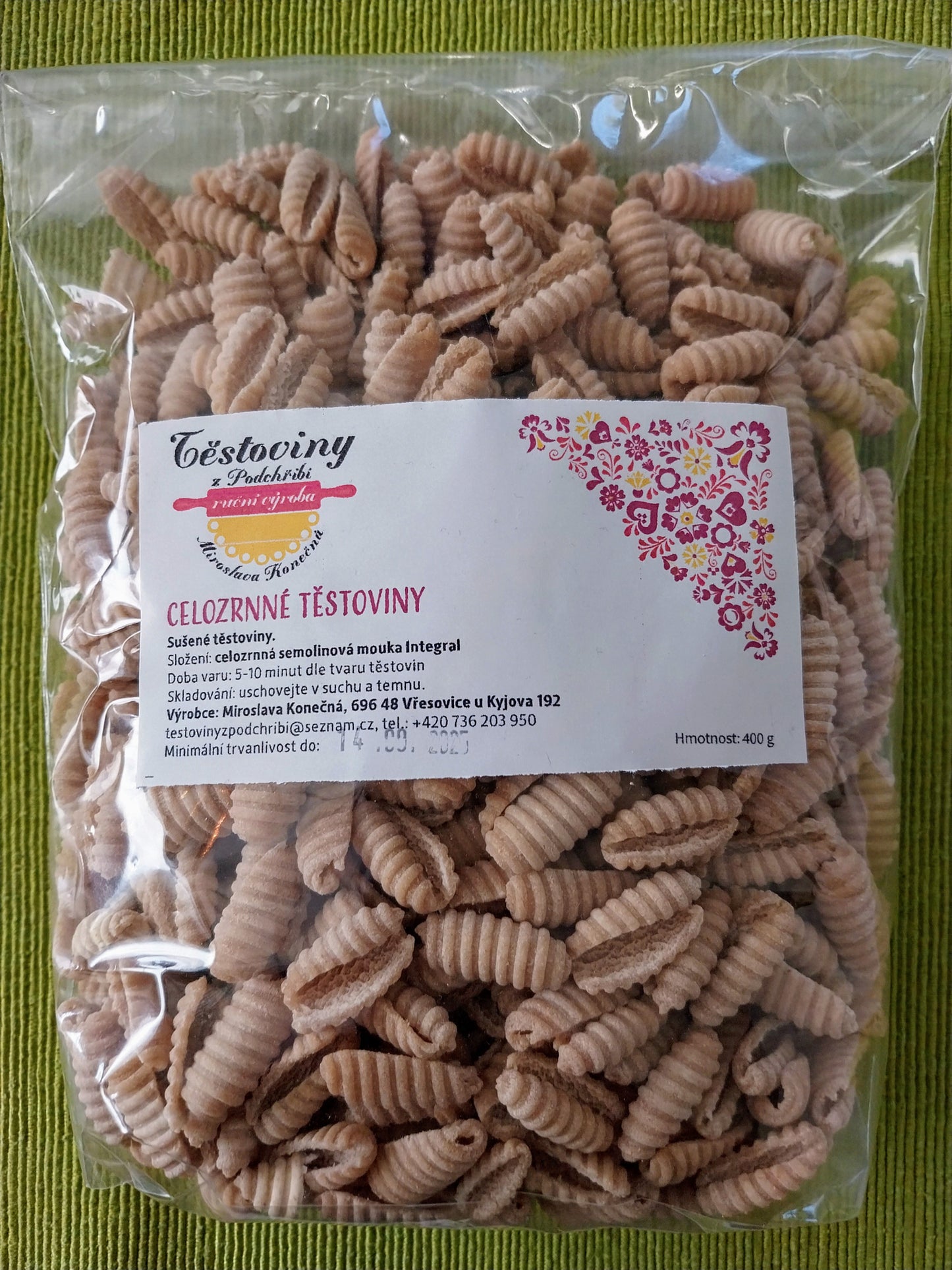 Celozrnné semolinové mušle 400g
