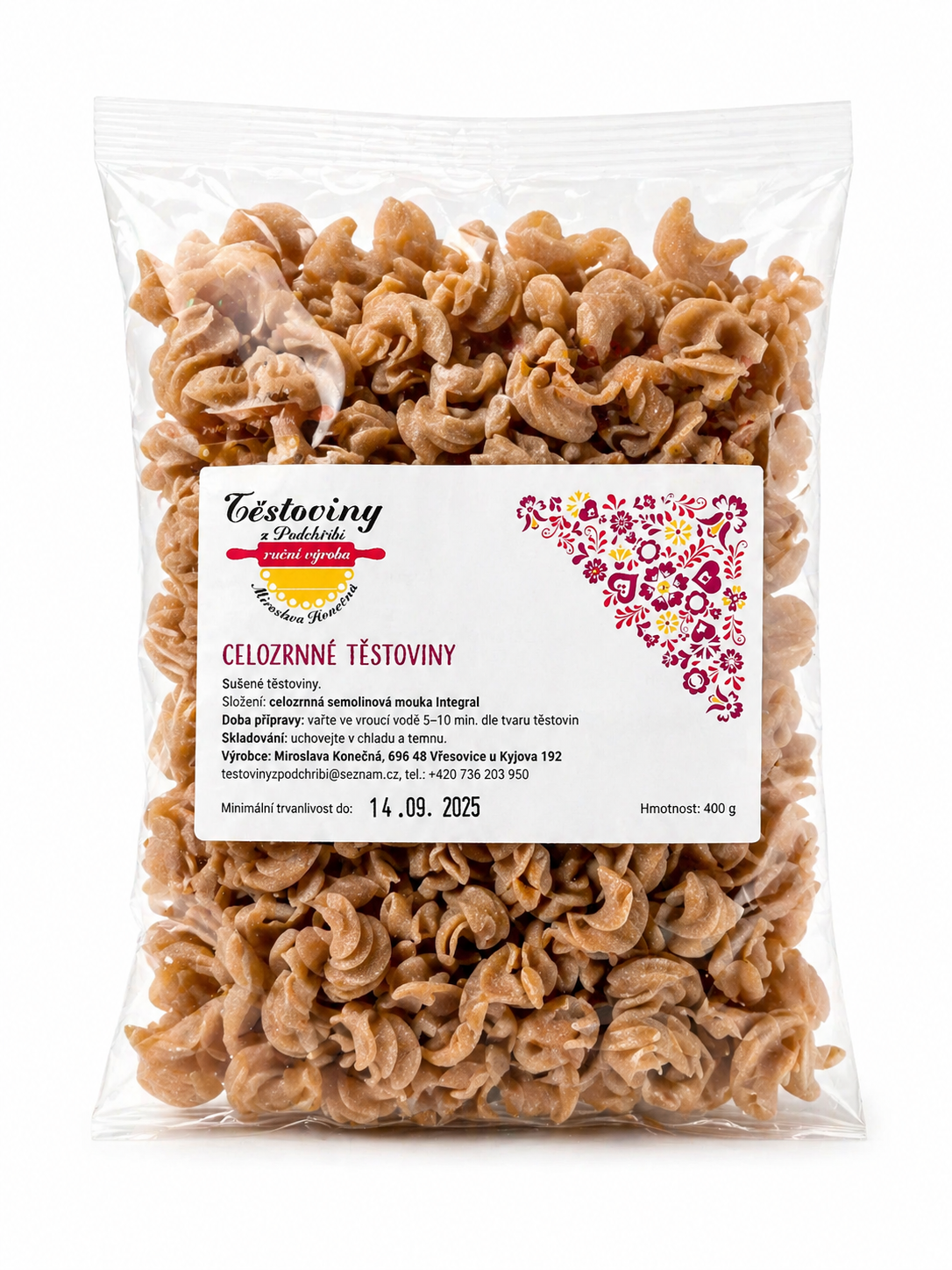 Celozrnné semolinové fussilli 400g