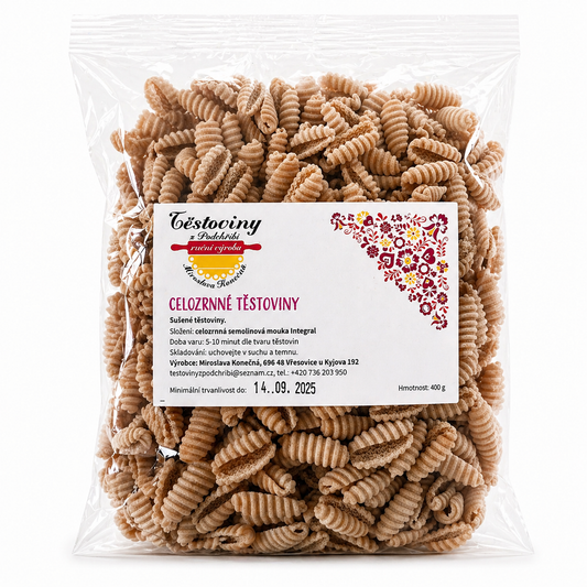 Celozrnné semolinové mušle 400g