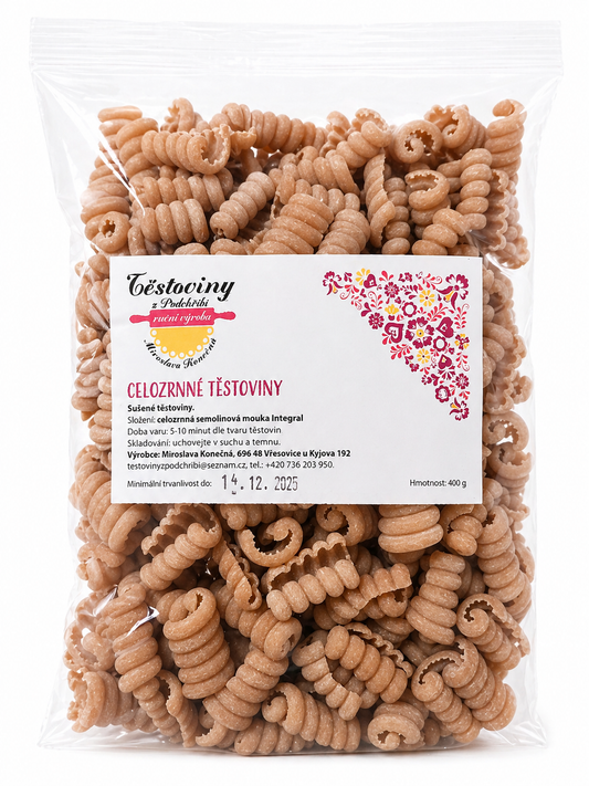 Celozrnné semolinové kudrlinky 400g