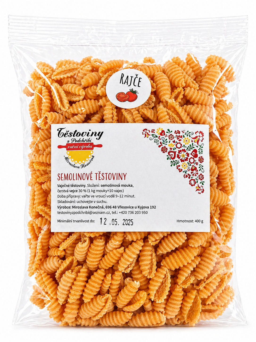 Semolinové Mušle rajčatové 400g